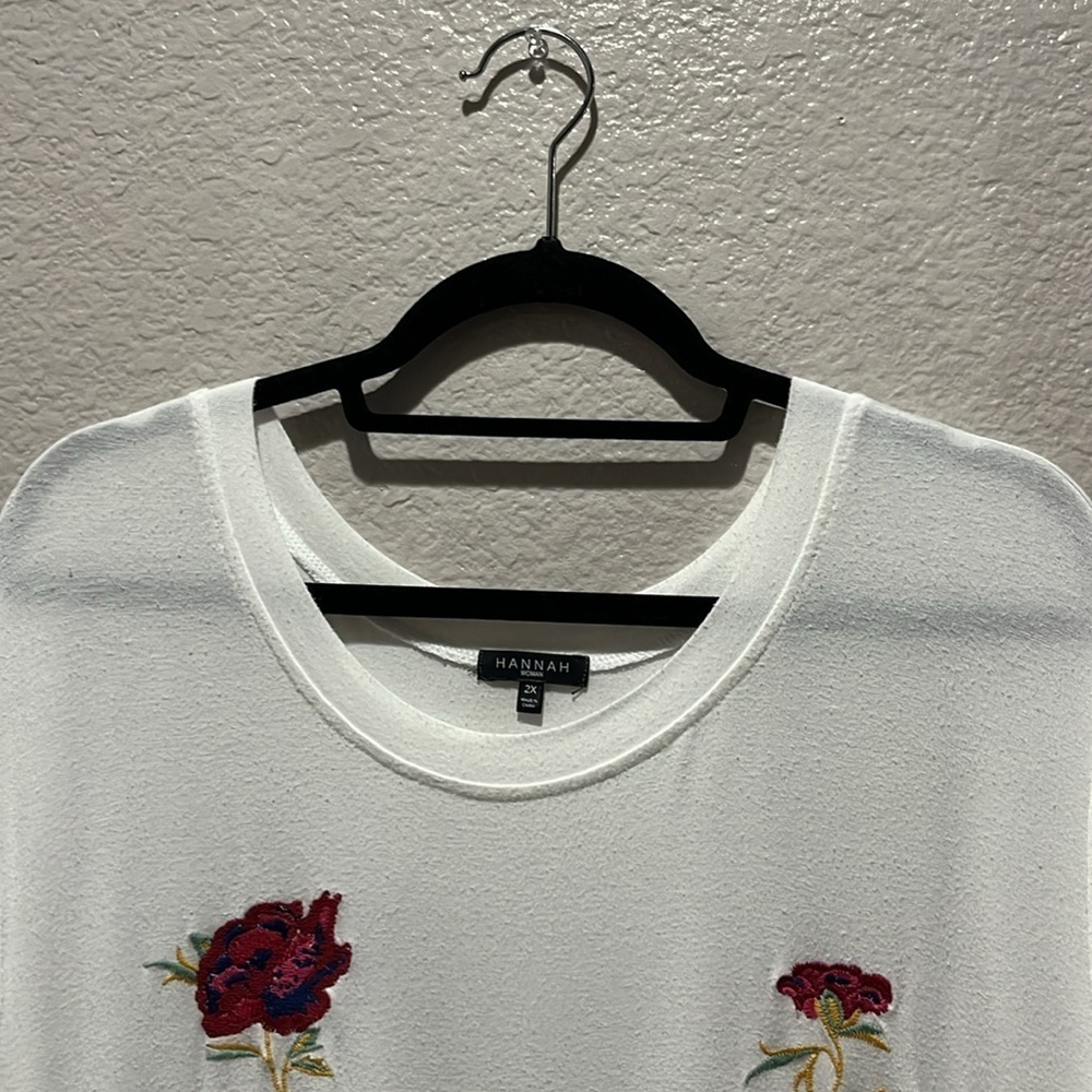 Hannah Women’s Shirt Dress Floral Embroidered  Crochet Plus Sz 2X Knee Length - Picture 7 of 8